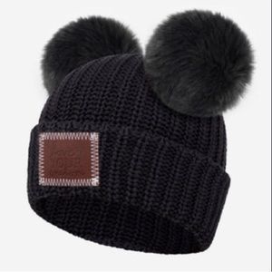 Love Your Melon Black Double Pom Beanie (Dark Charcoal Poms) 
Hat
